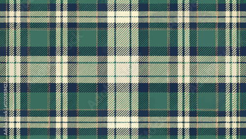 Seamless plaid pattern design, green background for textile, clothing, tablecloth and fashion.