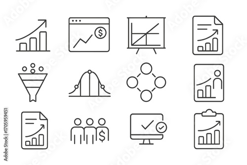 Data visualization line icon set. analytics, chart, graph icons collection