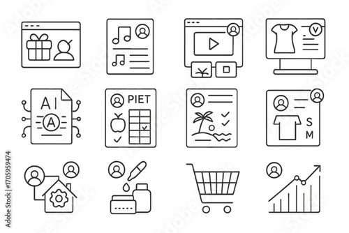 E-commerce and business line icon set. shopping, retail, marketing line collection