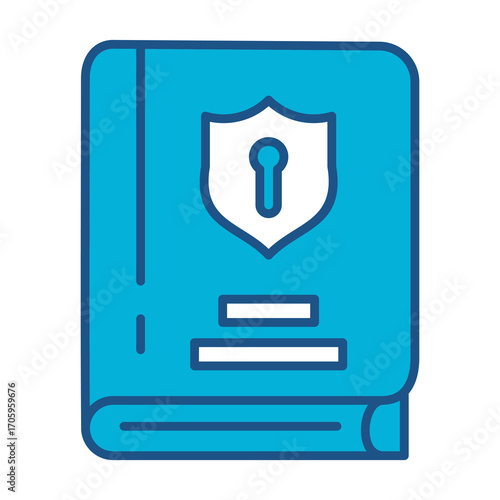 Privacy Law Icon In Blue Monochrome Flat Design, Vector Illustration