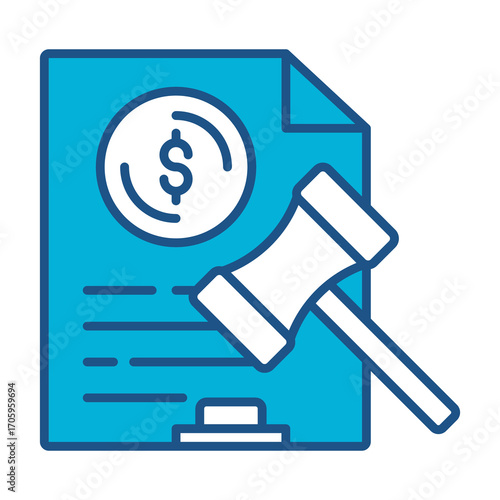 Regulations Icon In Blue Monochrome Flat Design, Vector Illustration