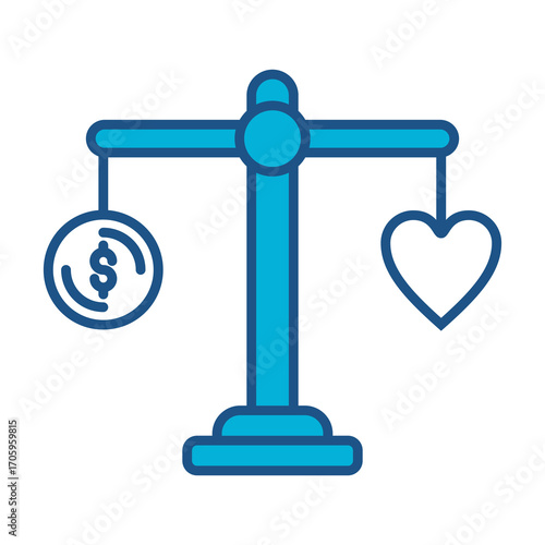 Ethics Icon In Blue Monochrome Flat Design, Vector Illustration