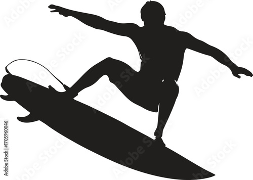 Black vector silhouette of a female athlete in a dynamic running pose