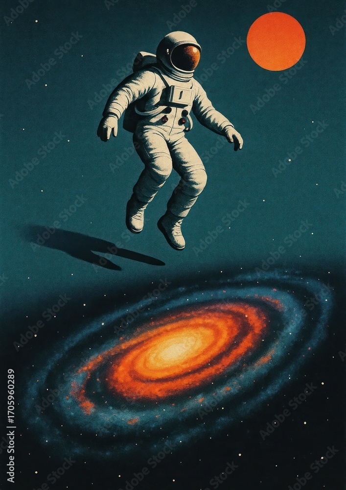 Fototapeta premium Astronaut floating cosmic art.