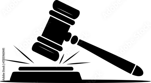 Black silhouette of a gavel striking a sounding block