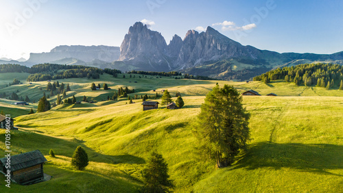 Wallpaper Mural Golden Sunrise on Alpe di Siusi Meadows, Dolomites Mountains, Italy Torontodigital.ca