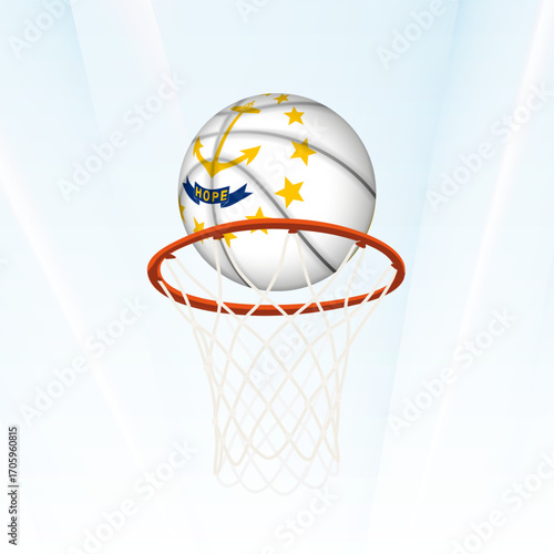 Rhode Island Flag Basketball Scoring Through Hoop.