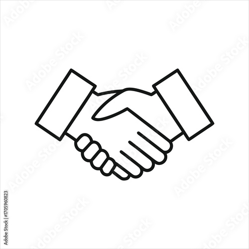 Handshake Outline Vector Illustration. Symbol of Partnership, Agreement, and Business Deal.