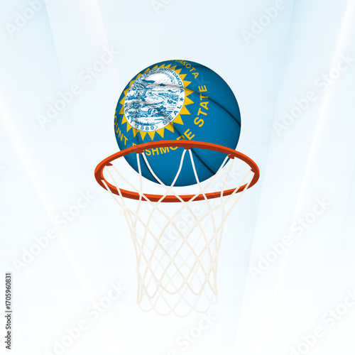 South Dakota Flag Basketball Scoring Through Hoop.