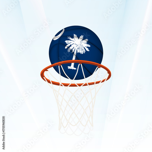 South Carolina Flag Basketball Scoring Through Hoop.