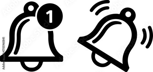 Notification bell icons showing new alert and ringing sound