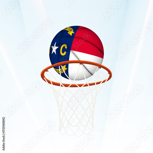 North Carolina Flag Basketball Scoring Through Hoop.