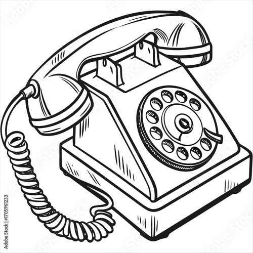 retro telephone on a white background