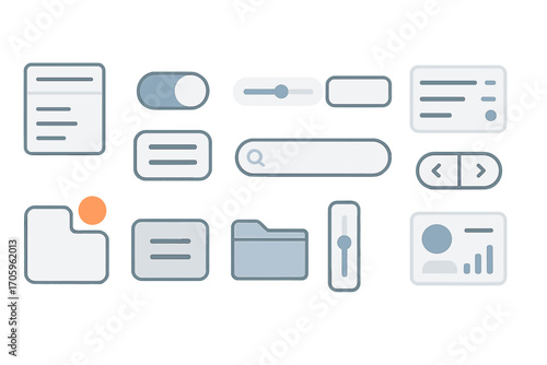 User interface line icon set. ui, ux elements, menu, button, toggles outline collection