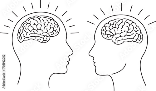 Two human head silhouettes facing each other silhouette