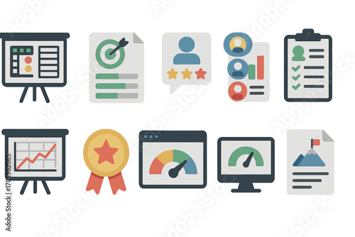 Business, analytics flat icon set. data, management, strategy flat collection