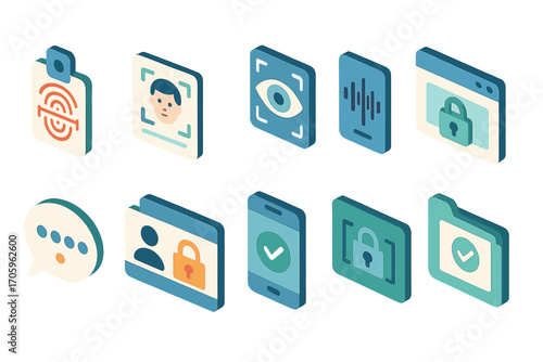 Security and privacy icon set featuring 3d icons for data protection and privacy needs