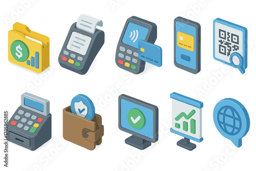 Finance and payment icon set. 3d shopping, transaction, wallet visuals included