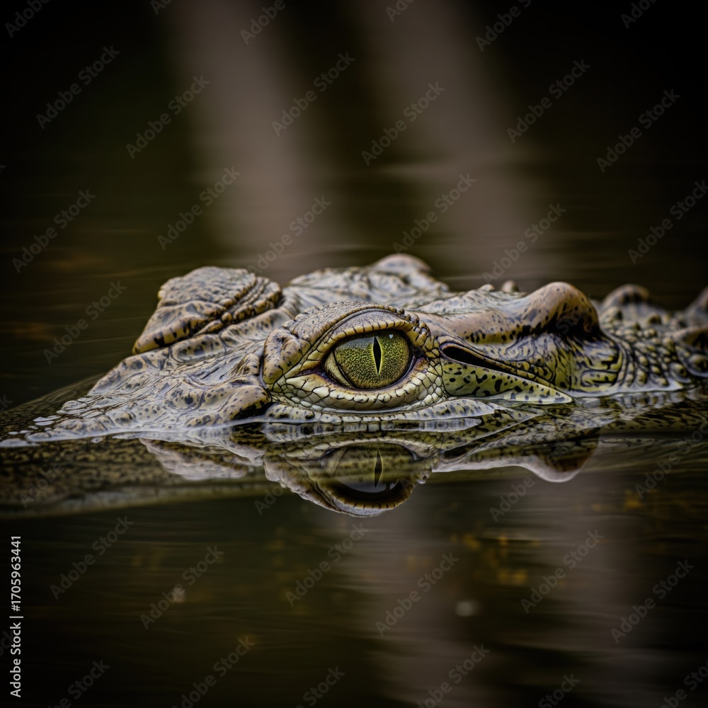 Obraz premium Crocodile Eye Reflection