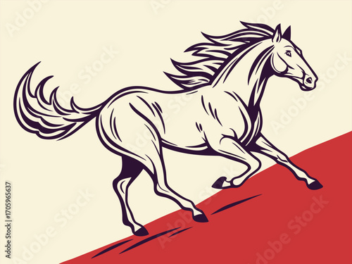 Horse with Rider Silhouette Animal Vector Illustration