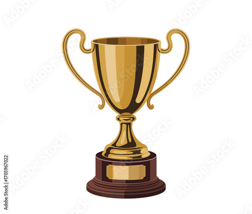 Gold trophy cup vector illustration award design