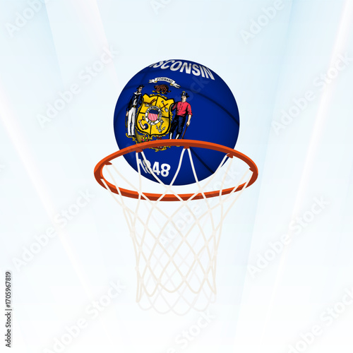 Wisconsin Flag Basketball Scoring Through Hoop.