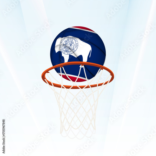 Wyoming Flag Basketball Scoring Through Hoop.