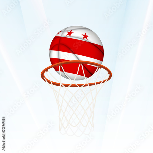 District of Columbia Flag Basketball Scoring Through Hoop.