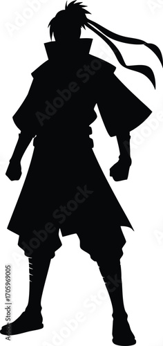 Ninja Black Silhouette vector illustration isolated on a white background