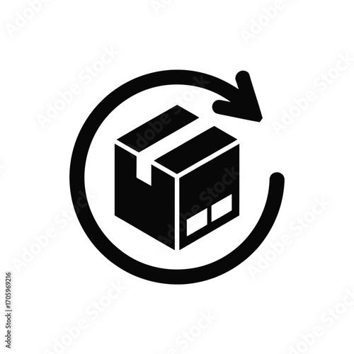 Delivery box with circular arrow icon for shipping and logistics