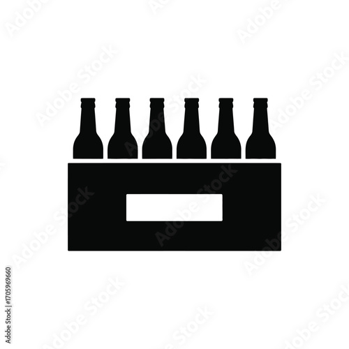 Six pack of bottles in a cardboard carrier icon