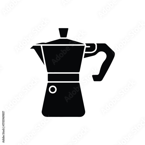 Classic black silhouette of a moka pot coffee maker