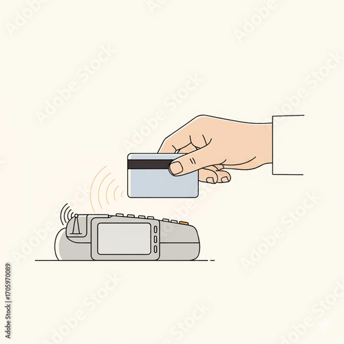 Contactless payment with a credit card on a POS terminal.