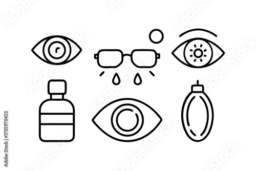 Eye care and vision health icons
