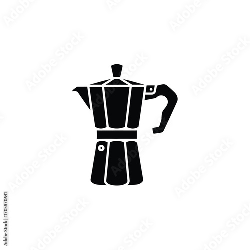 Classic black silhouette of a moka pot coffee maker