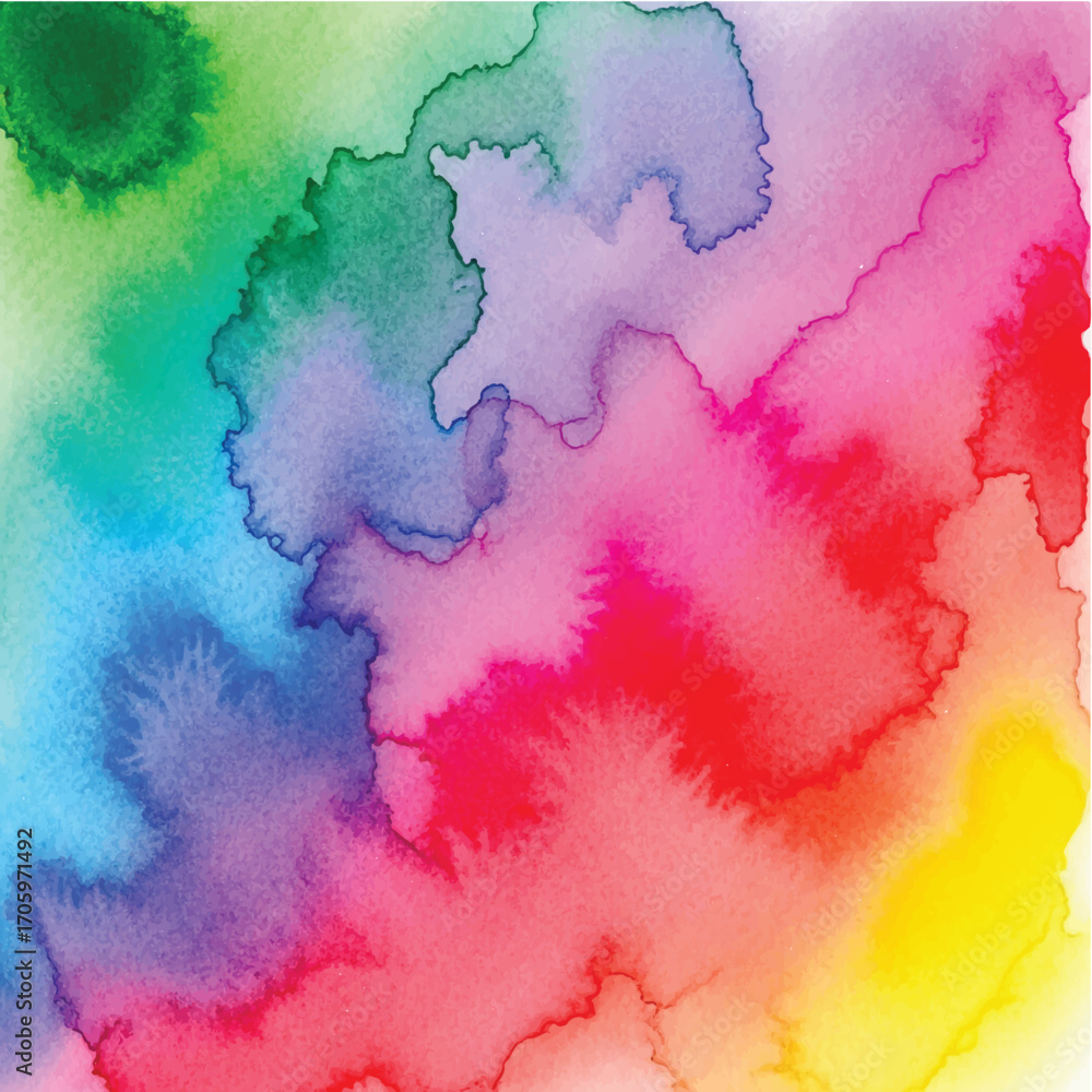 Obraz premium Vibrant rainbow watercolor splatter background with organic shapes