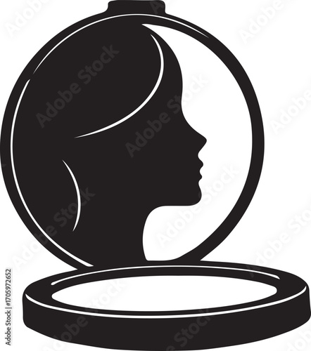 A woman is mirror Abstract geometric shapes  