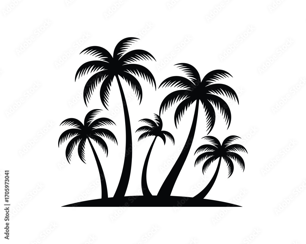 Obraz premium Tropical palm trees silhouettes for summer travel themes