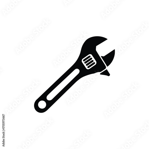 Black silhouette of an adjustable wrench tool