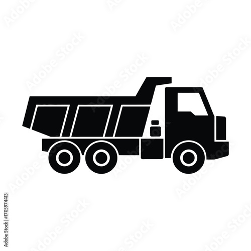 Black silhouette of a heavy duty dump truck