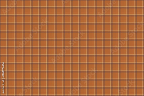 Seamless autumn grid pattern with brown background and blue, brown, yellow lines. Great for wallpapers, packaging, and seasonal fabric.