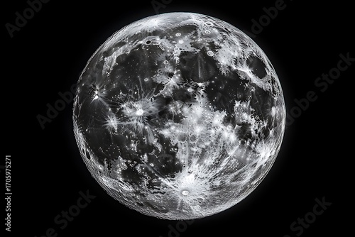 Detailed Inverted Moon Globe with Craters and Texture Against Dark Field