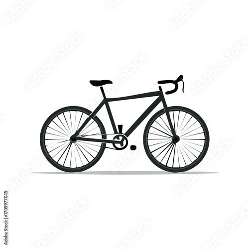 A minimalist black bicycle illustration with drop handlebars and thin tires, isolated on a white background.