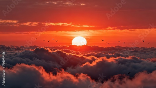 Magnificent Sunrise Above the Sea of Clouds