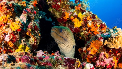 Fototapeta Naklejka Na Ścianę i Meble -  Moray eel in coral reef (4)