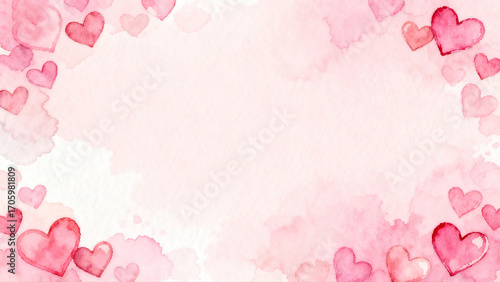 Purple Watercolor Heart Shape Border Landscape