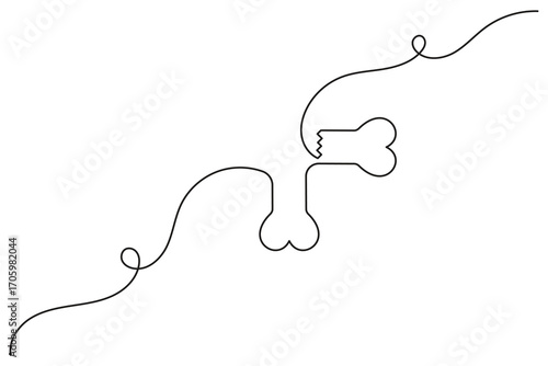 Dog bone minimalist continuous line artwork