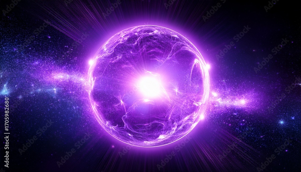Obraz premium Glowing Purple Energy Sphere In Cosmic Space
