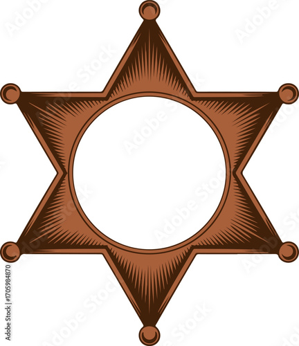 Vintage Sheriff Star Badge - Customizable Emblem for Law Enforcement and Western Themes