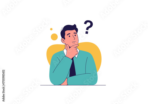Man Thinking Question Mark Doubt Confusion.